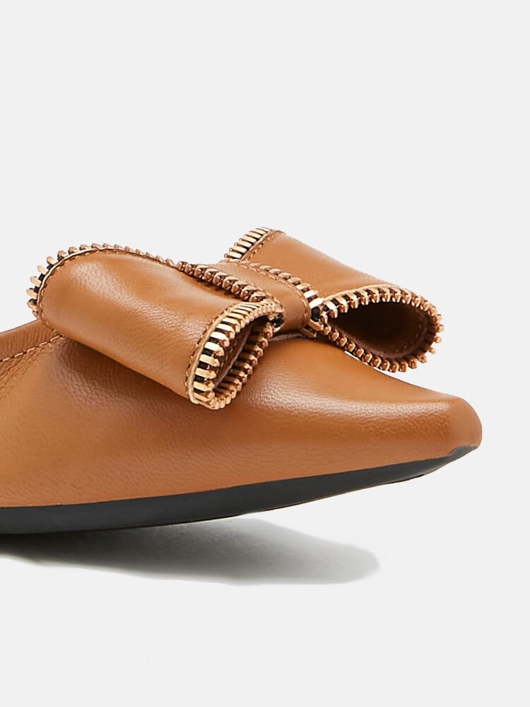 Brown Bow Foldable Ballerinas
