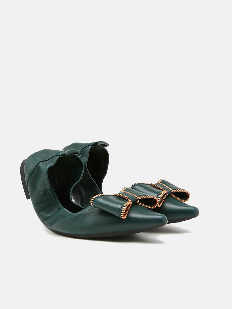 Green Bow Foldable Ballerinas