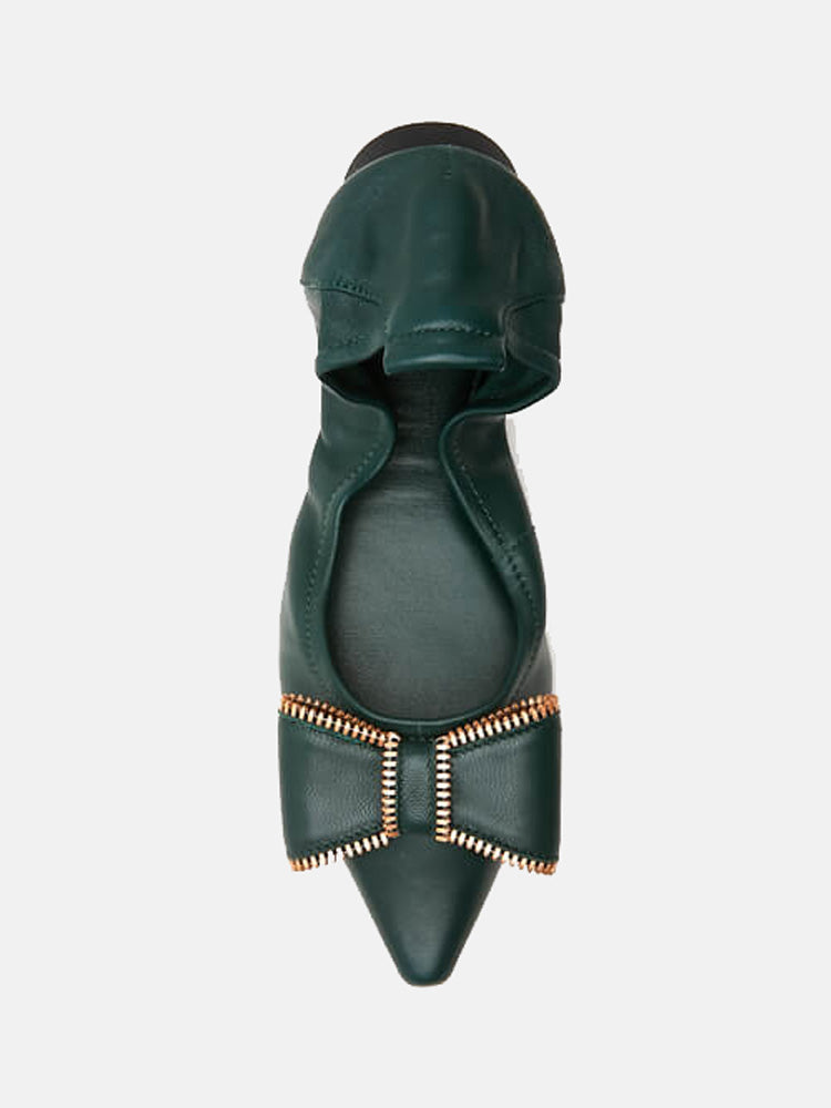 Green Bow Foldable Ballerinas