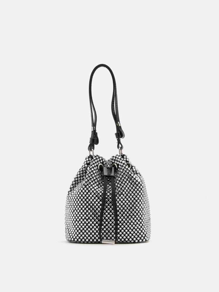 Cleo Diamante Drawstring Bucket Bag