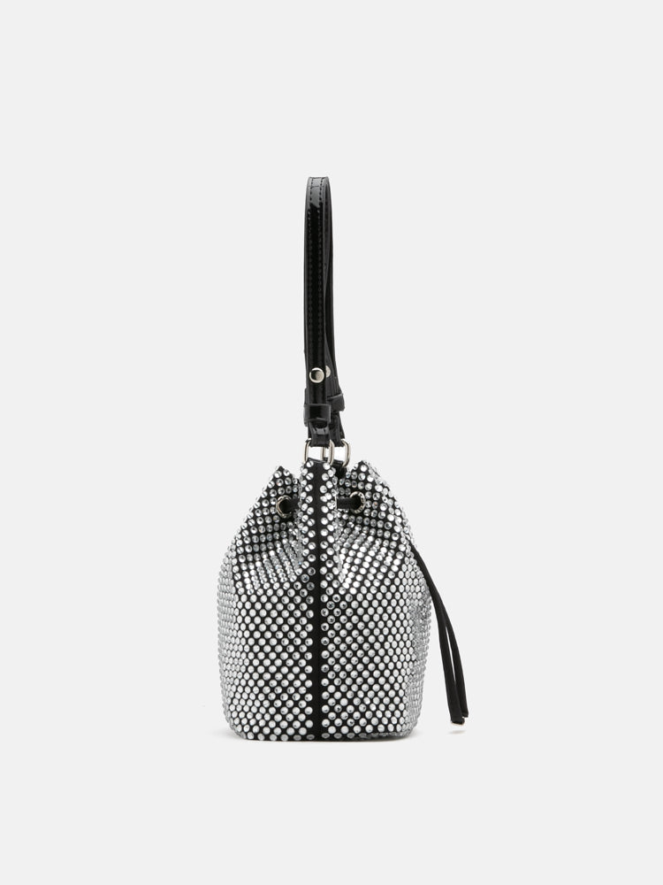 Cleo Diamante Drawstring Bucket Bag