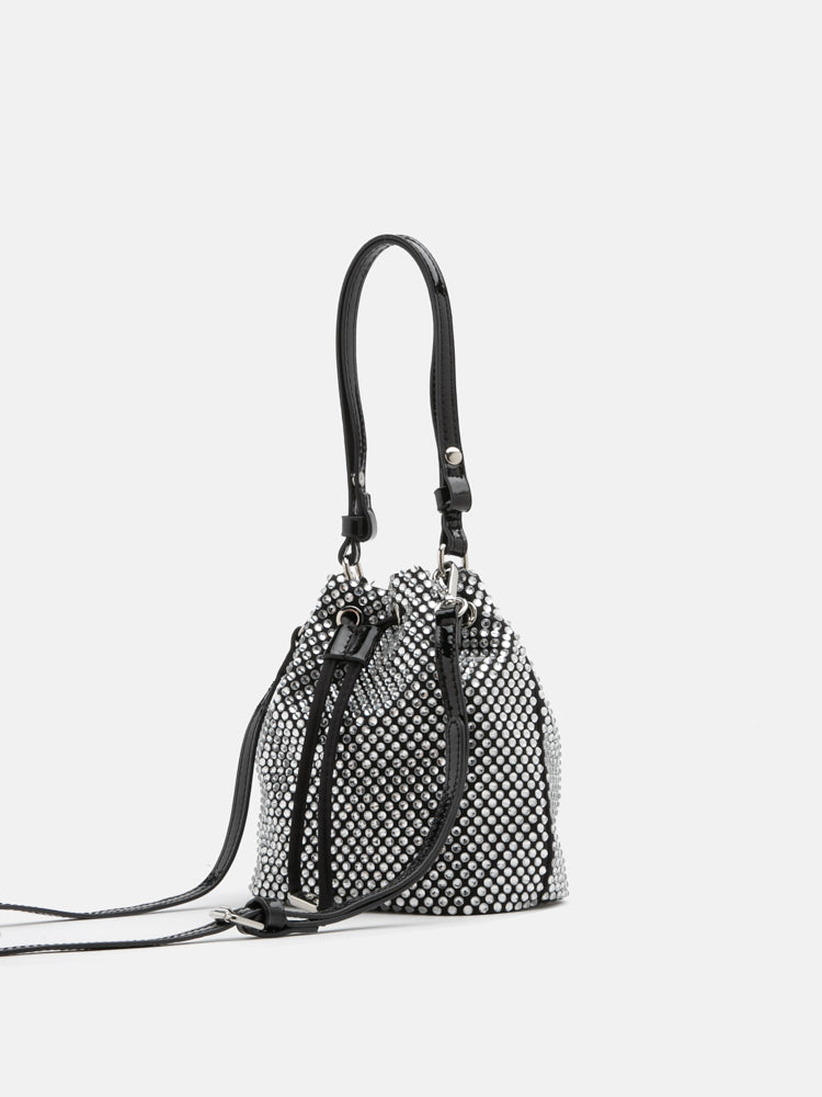 Cleo Diamante Drawstring Bucket Bag