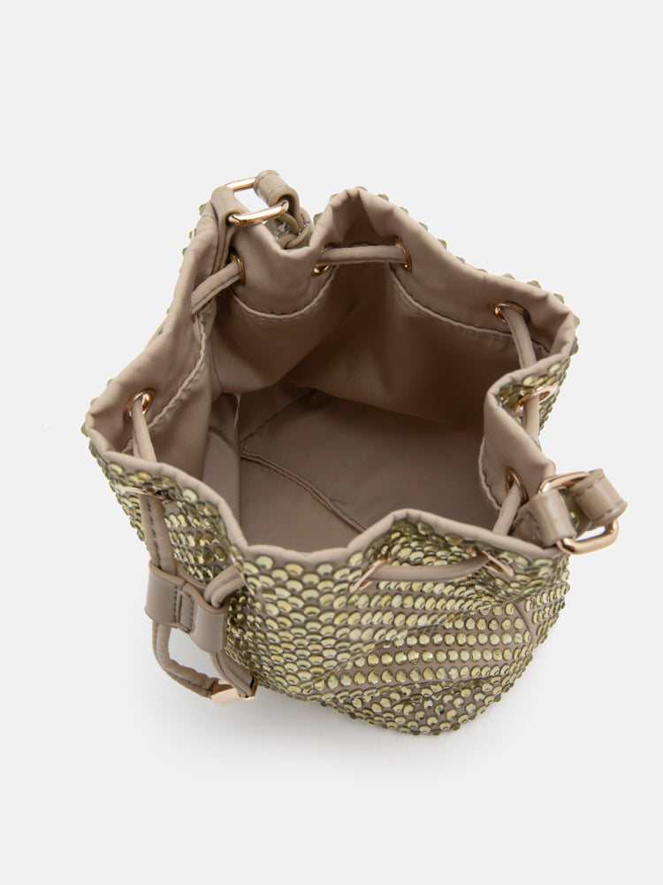 Cleo Diamante Drawstring Bucket Bag