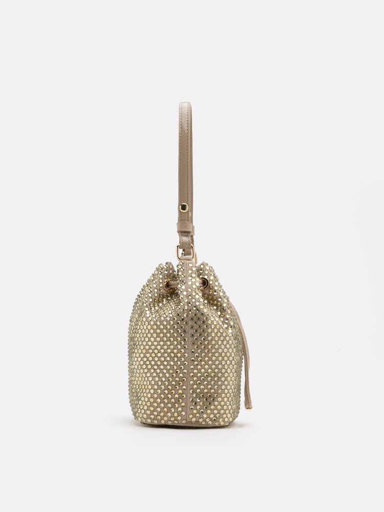 Cleo Diamante Drawstring Bucket Bag