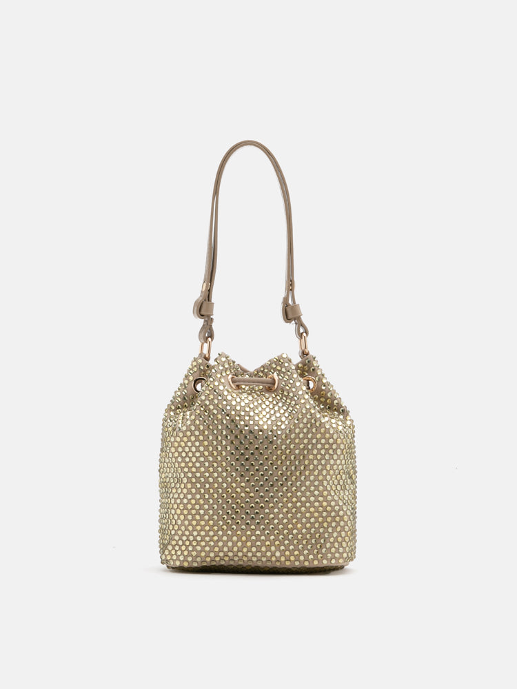 Cleo Diamante Drawstring Bucket Bag