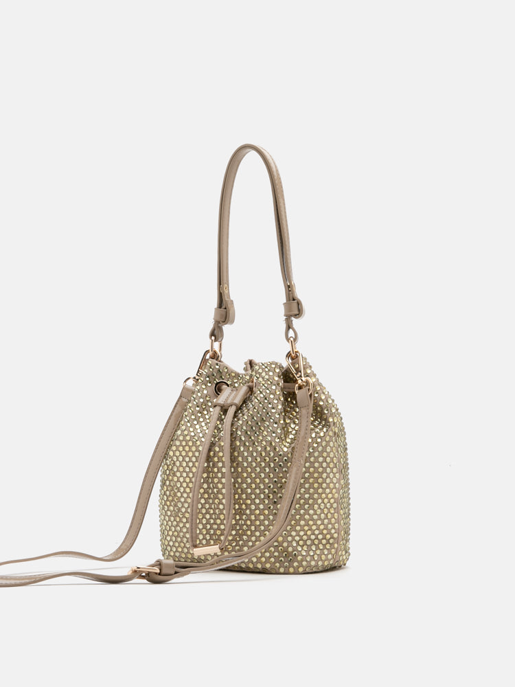 Cleo Diamante Drawstring Bucket Bag