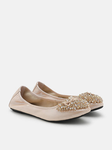 Chic Pearl Foldable Ballerinas- Golden