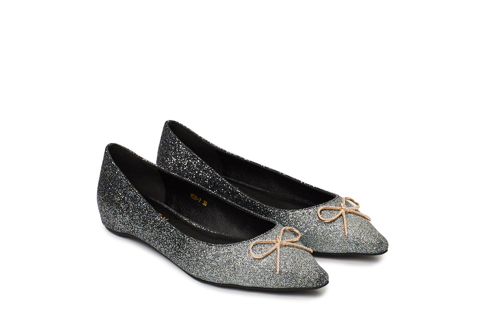 GLITTER POINTED TOE FLATS