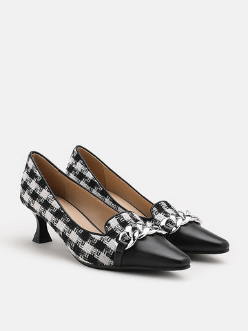 Riley Houndstooth Pumps- Black