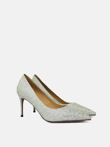 Diamante Embellished Stilettoe Heels- Silver