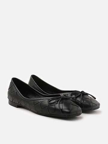 Dainty Bow Weave Ballerinas- Black
