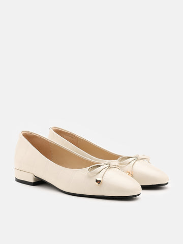 Bow Ballerinas- Beige