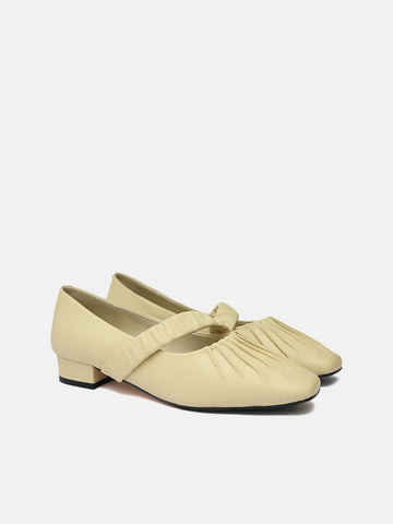 Coney Pleated Maryjane Sandals- Light Yellow