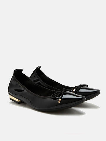 Black Bow Foldable Ballerinas- Black
