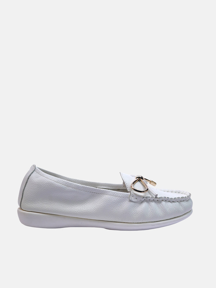 Bow Buckle Moccasins- White