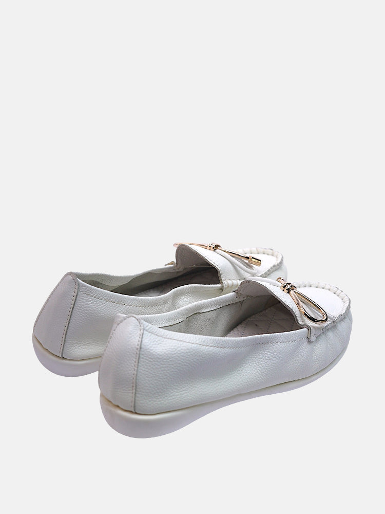 Bow Buckle Moccasins- White
