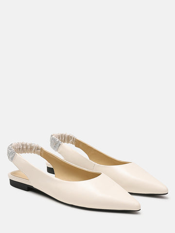 Rita Sparkle Slingback Flats- Beige