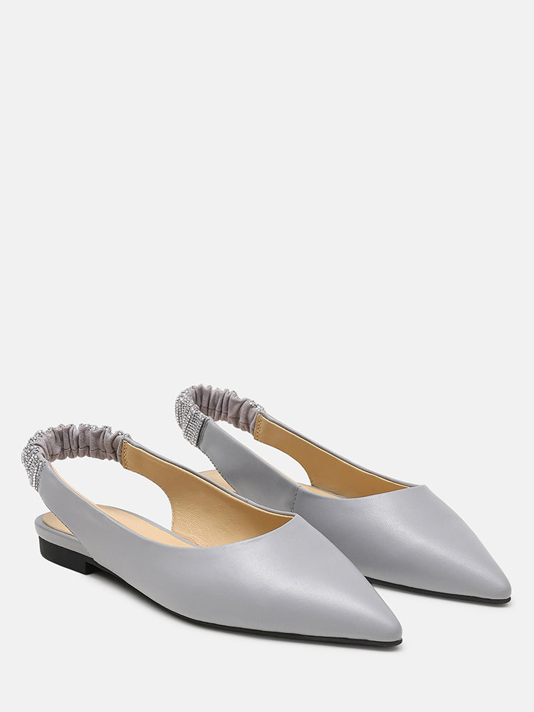 Rita Sparkle Slingback Flats- Grey