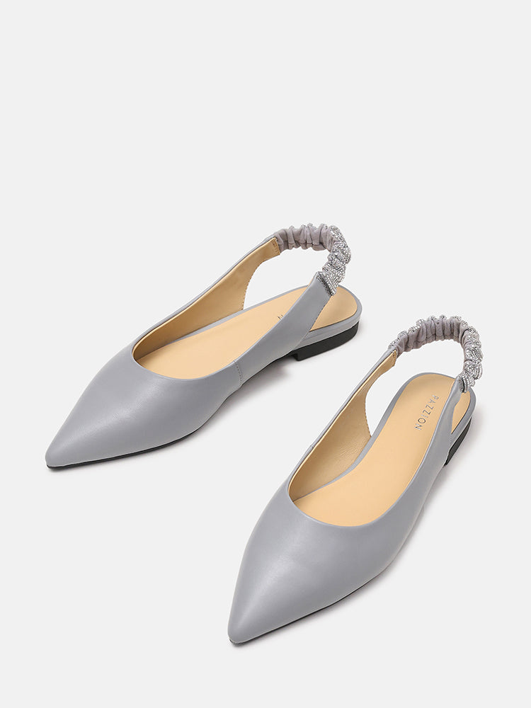 Rita Sparkle Slingback Flats- Grey