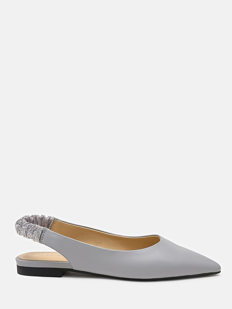 Rita Sparkle Slingback Flats- Grey