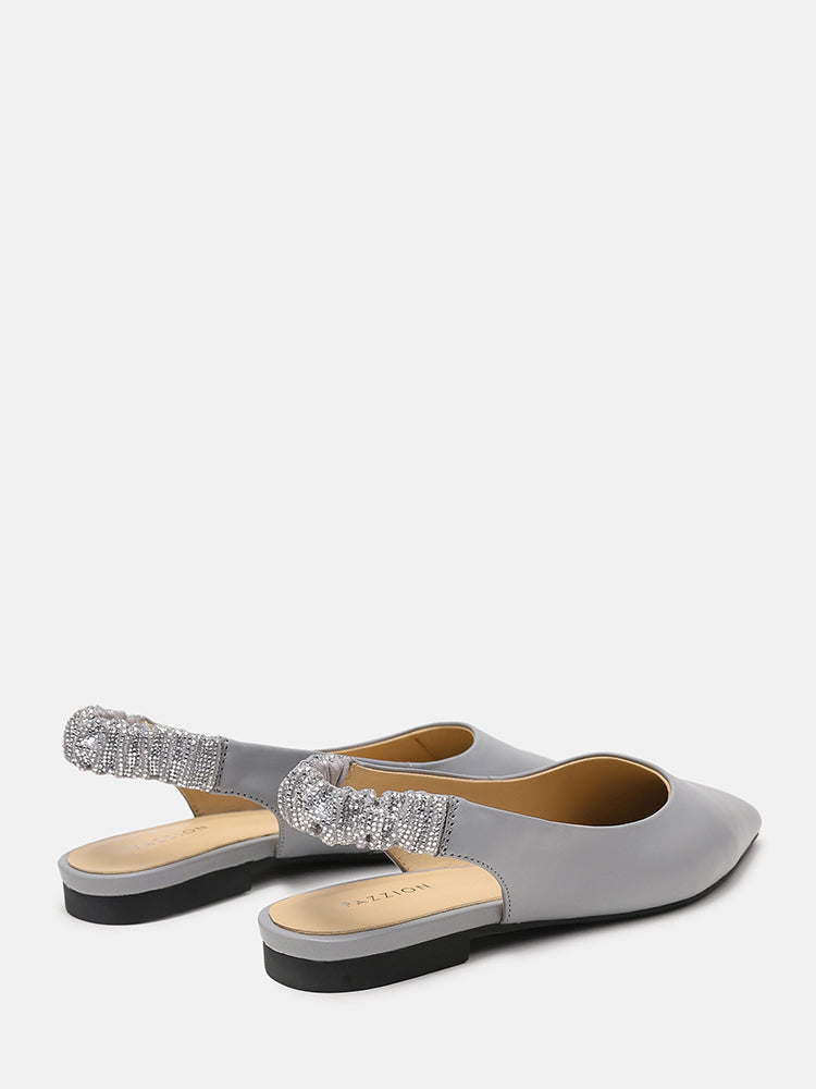 Rita Sparkle Slingback Flats- Grey