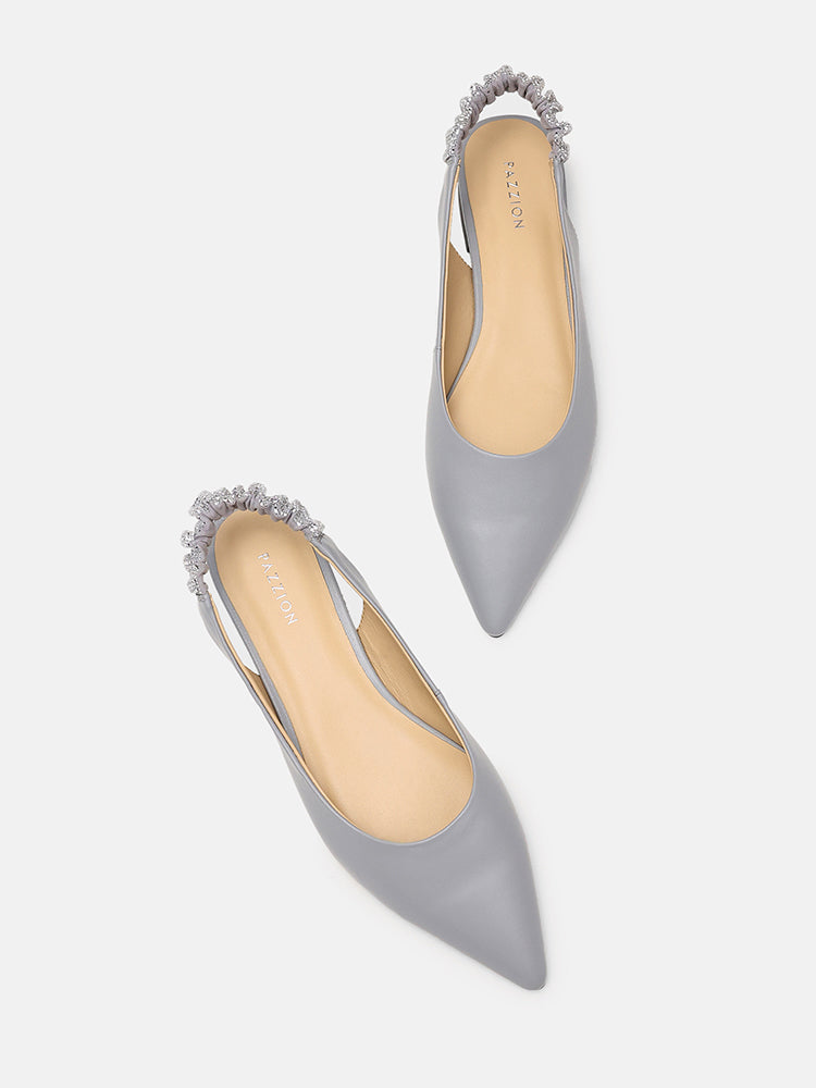 Rita Sparkle Slingback Flats- Grey