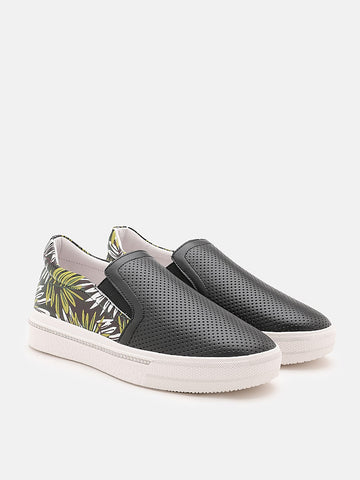Printed Slip-on Sneakers- Black
