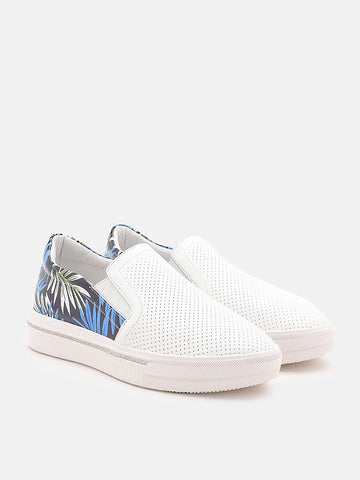 Printed Slip-on Sneakers- White