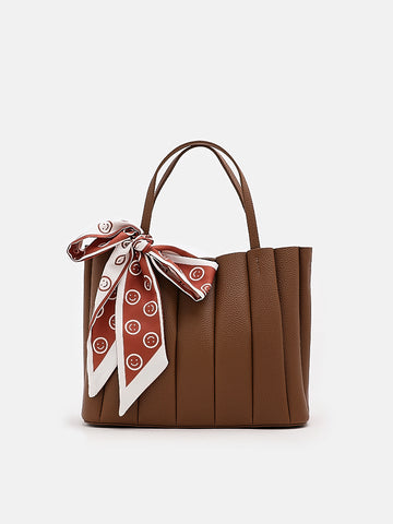 Serena Multi-fold Leather Tote Bag- Brown