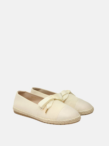 Denim Ribbon Espadrilles- Beige