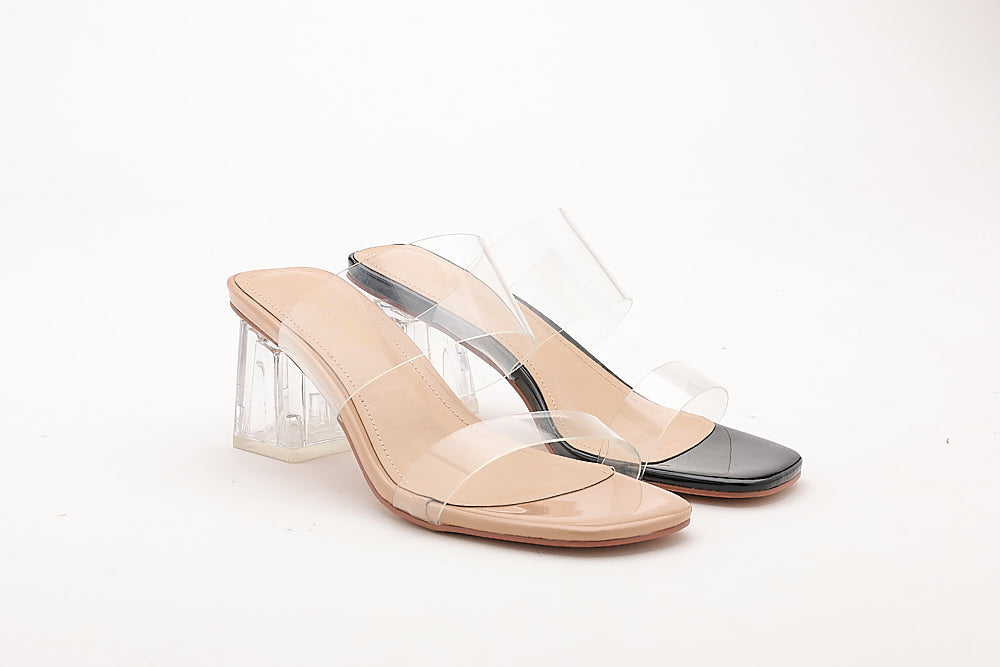 Alexandra Neutral Clear Strap Heels