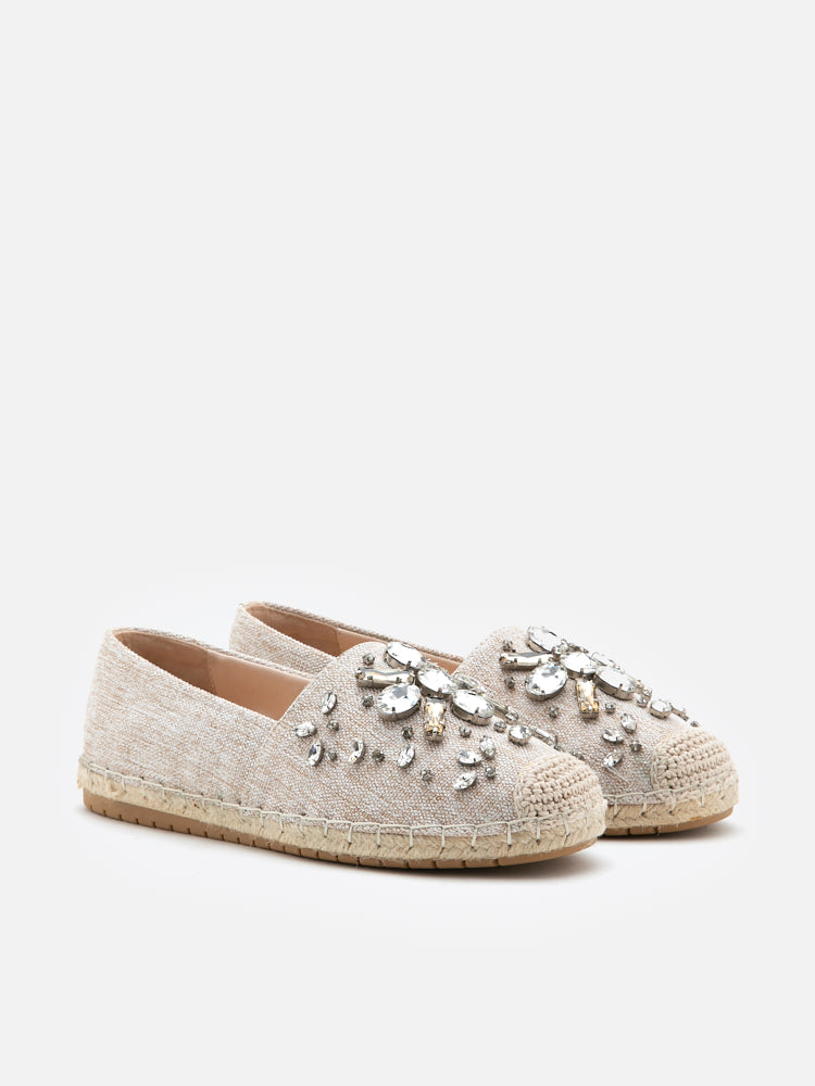 Almond Ornate Gemstone Canvas Espadrilles
