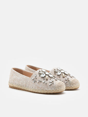Almond Ornate Gemstone Canvas Espadrilles
