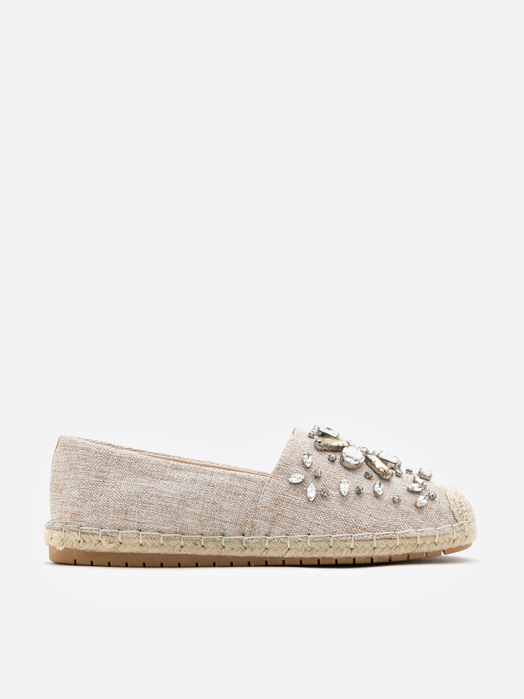Almond Ornate Gemstone Canvas Espadrilles