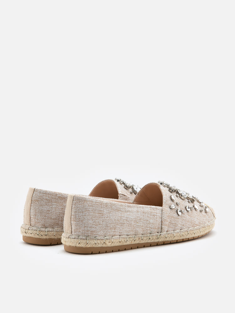 Almond Ornate Gemstone Canvas Espadrilles