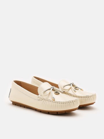 Lucian Heart Locked Textured Moccasins- Beige