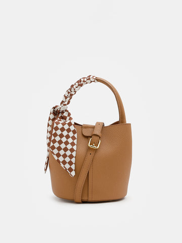 Fresco Leather Bucket Bag- Brown