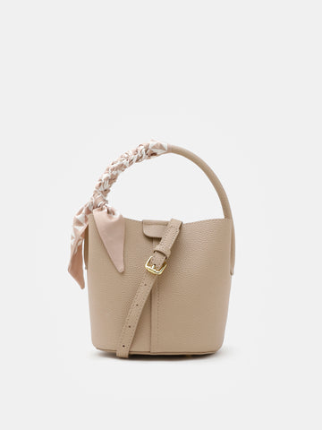 Fresco Leather Bucket Bag- Almond