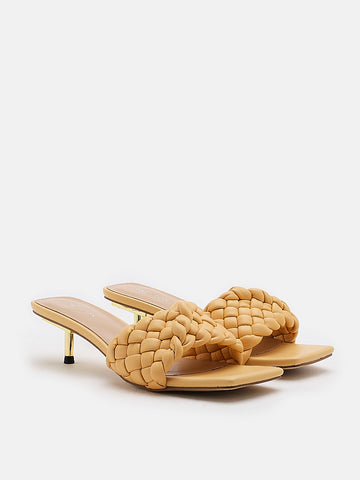 Charlotte Braided Kitten Heels- Yellow