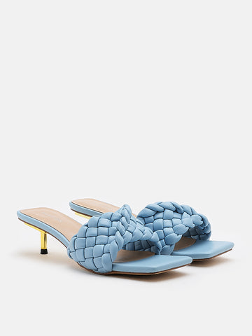 Charlotte Braided Kitten Heels- Blue