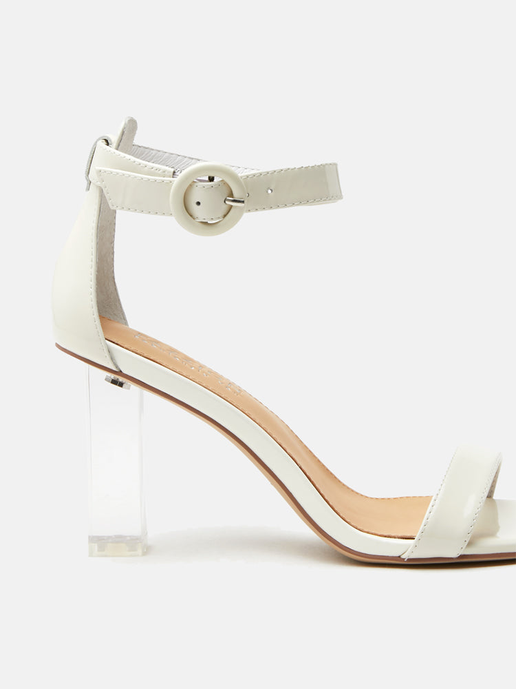 Lucite Transparent Block Heels-White