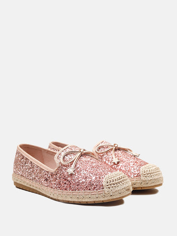Starlight Bow Glitter Espadrilles- Pink