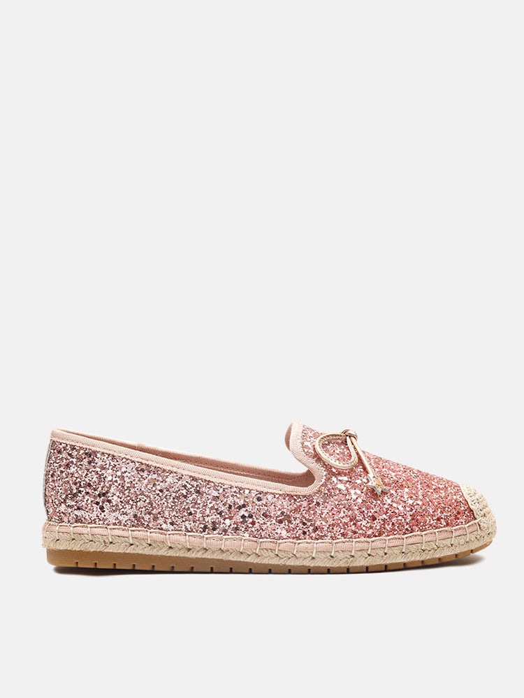 Starlight Bow Glitter Espadrilles- Pink