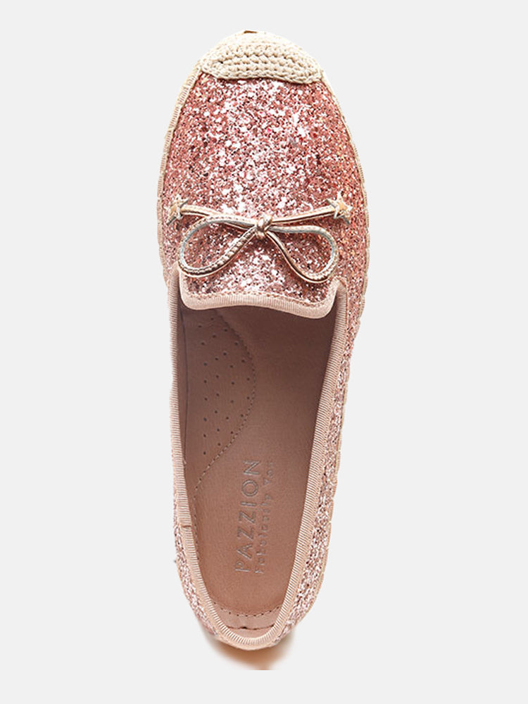 Starlight Bow Glitter Espadrilles- Pink