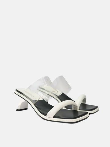 Lucille Double Strap Clear Heels- White