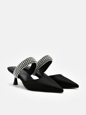 Diana Embellished Strapped Heel- Black