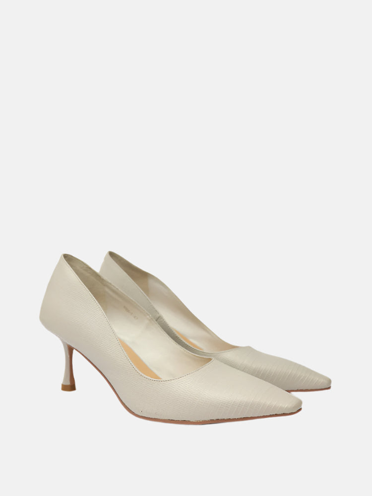Textured Pointed Stiletto Heels- Gray
