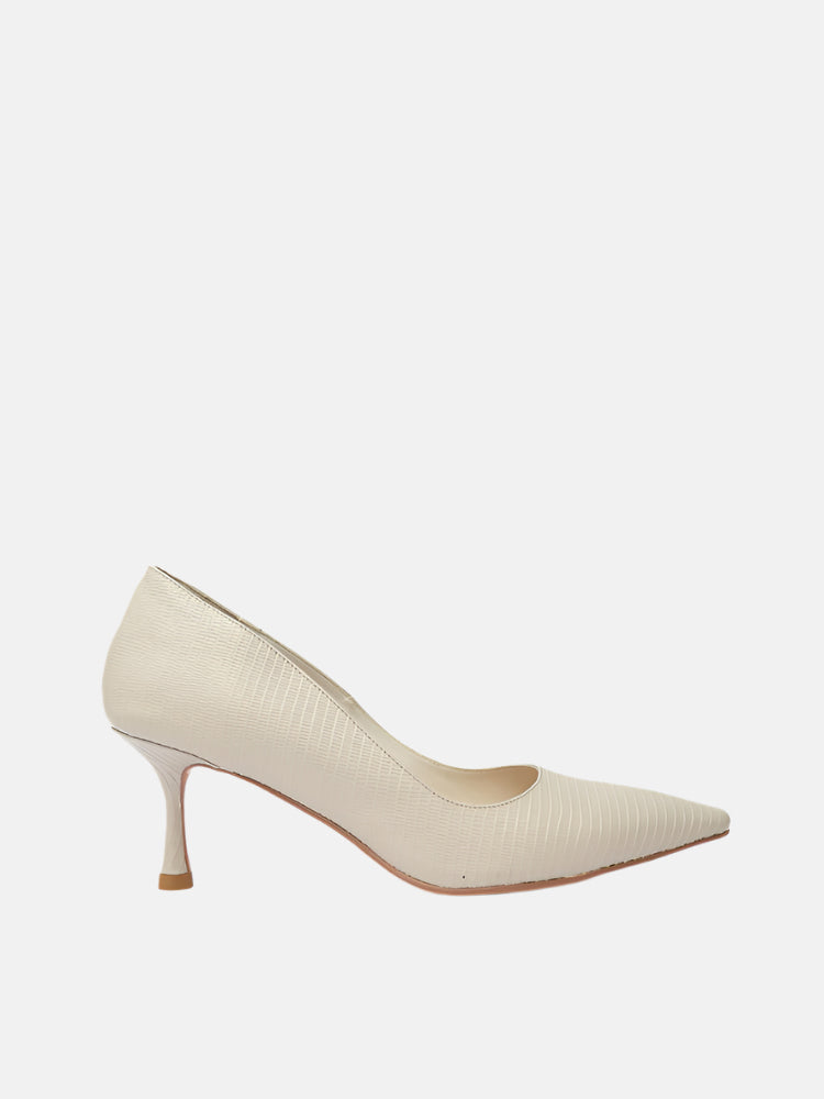Textured Pointed Stiletto Heels- Gray