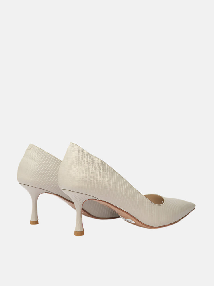 Textured Pointed Stiletto Heels- Gray