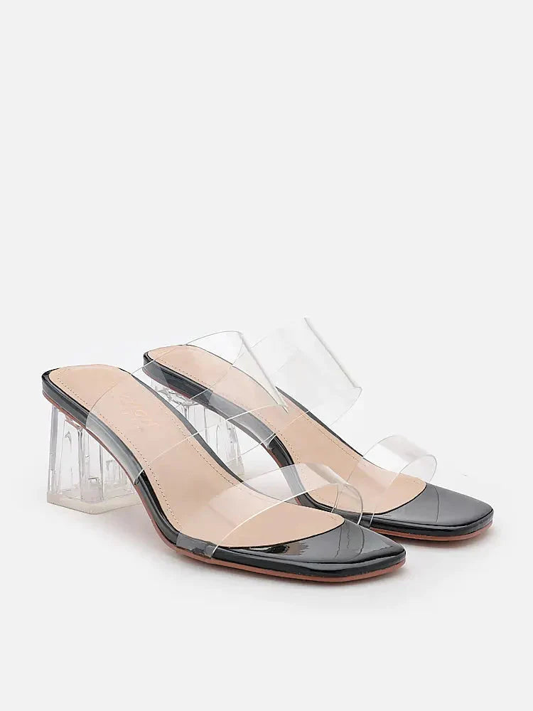 Alexandra Neutral Clear Strap Heels